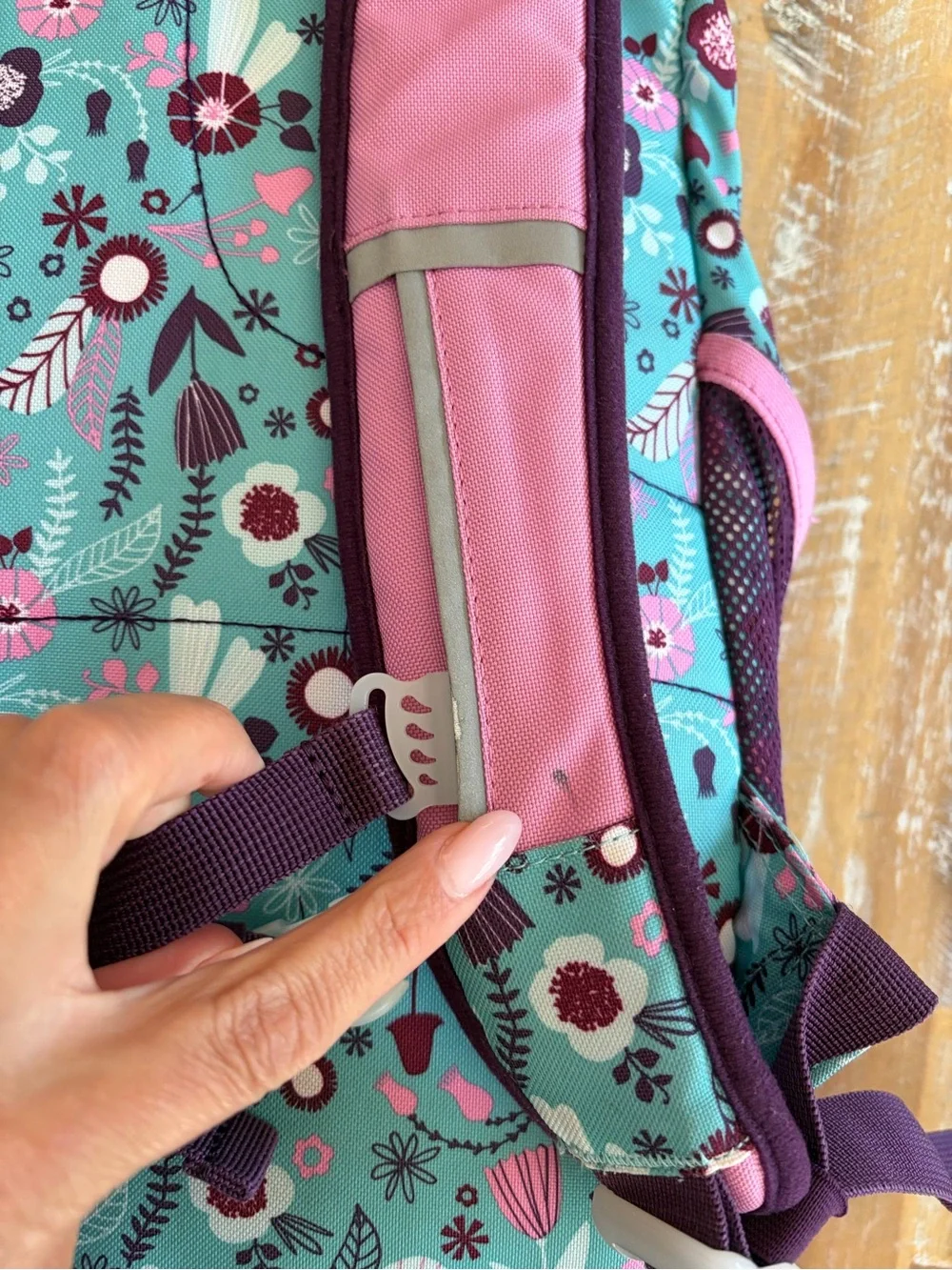 Garnet Hill Teal Floral Kids Backpack and lunchbox
